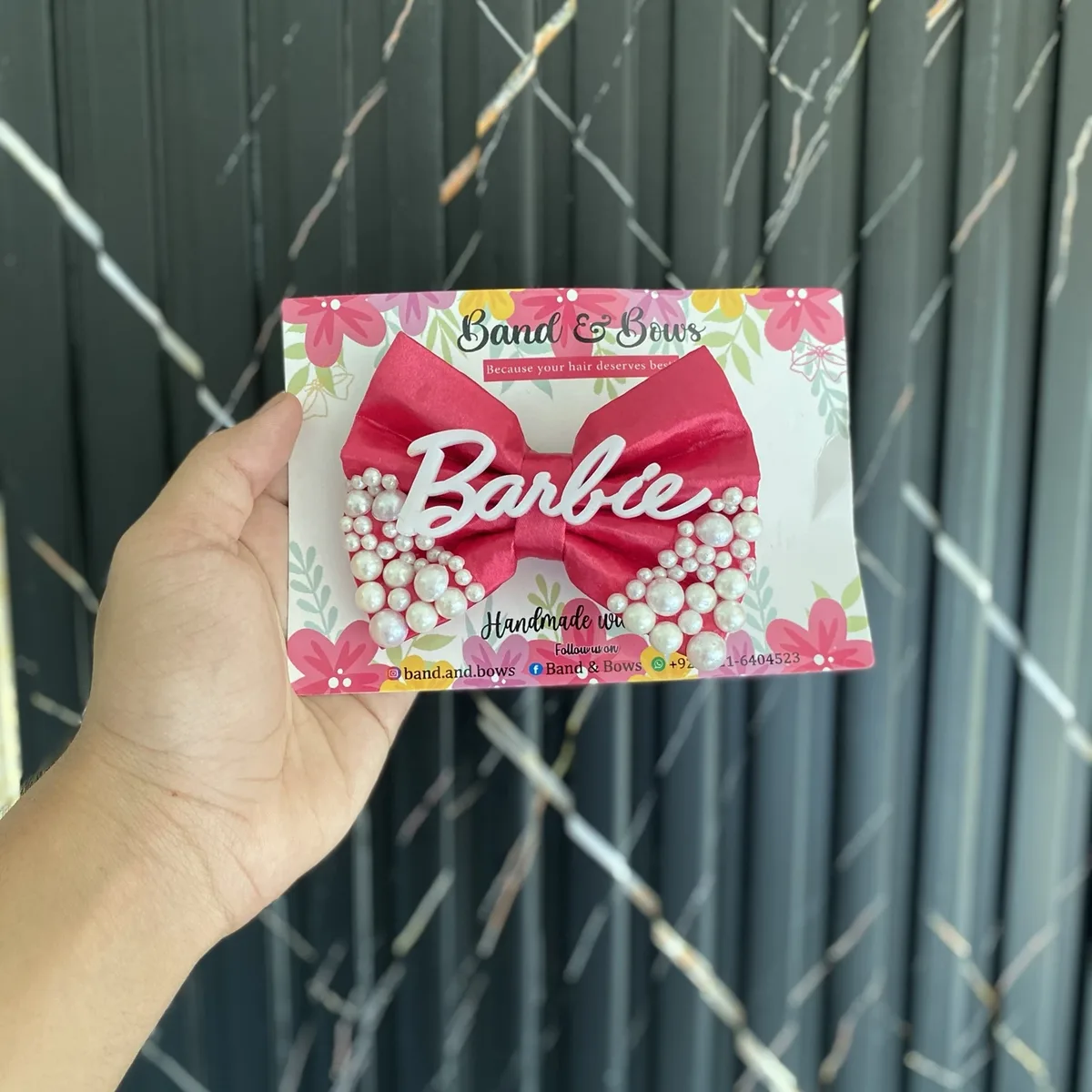 BARBIE HAIR BOW CLIP FOR GIRLS ALL AGES - PINK thumbnail 2
