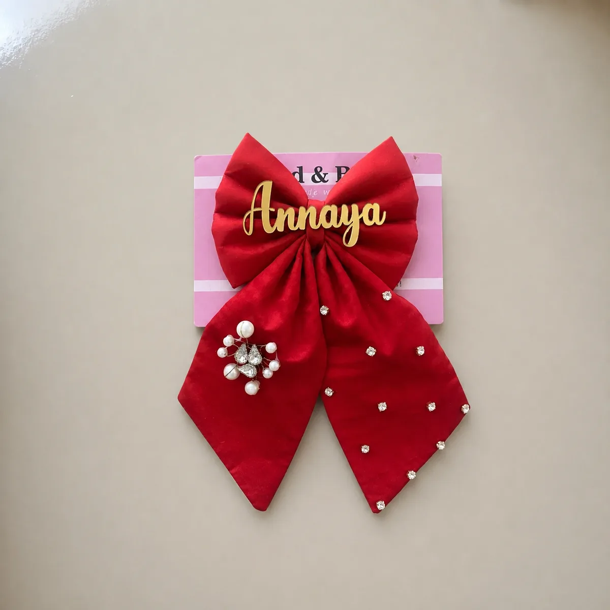 CUSTOMISE NAME HAIR BOW FOR GIRLS-RED